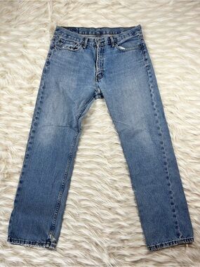 Levis 505 Jeans Men's 34x30 Mid Rise Regular Fit Light Wash